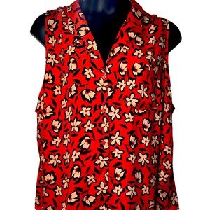 Who what wear red short sleeve button front plus size top